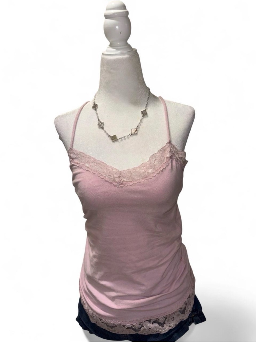 No Boundaries Pink Lace-Trim Camisole Tank